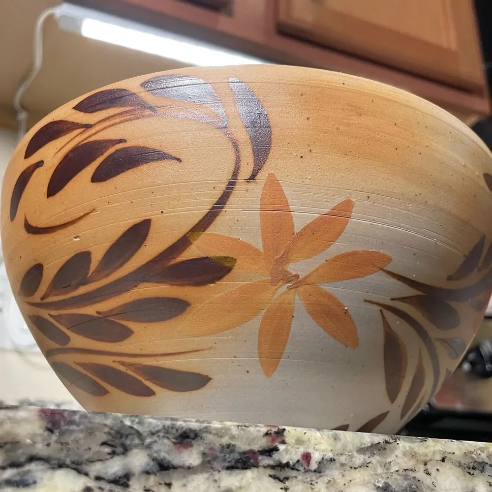 Handcrafted Floral Ceramic Bowl Minimalist Earthy Tones Crafted by Local Potter